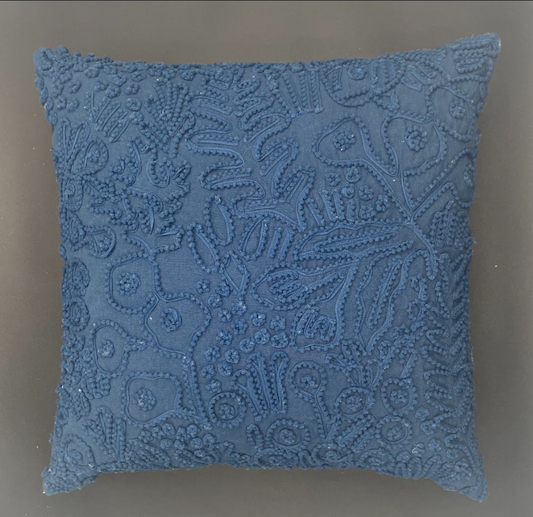 Embroidered Rifle Paper Indigo Pillow