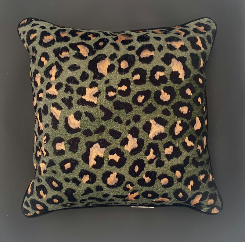 Forest Green Leopard Pillow 20 x 20
