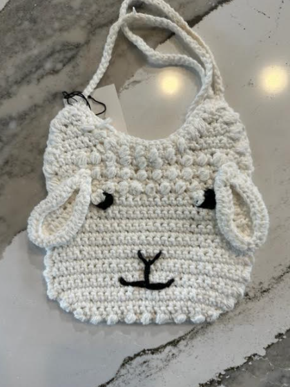 Handmade Crochet Lamb Baby Bib