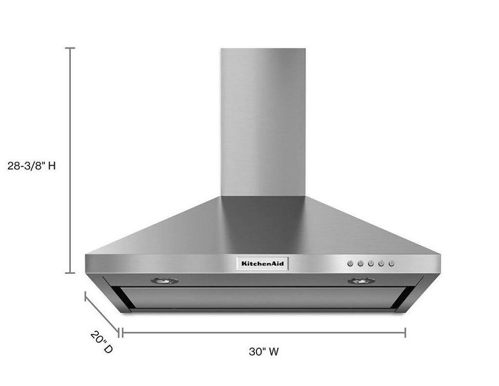 KitchenAid 30-in 400-CFM Convertible Stainless Steel Wall-Mounted Range Hood with Charcoal Filter