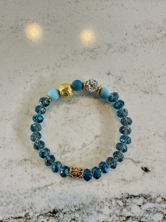 Handmade Beaded Bracelet- Turquoise + Blues