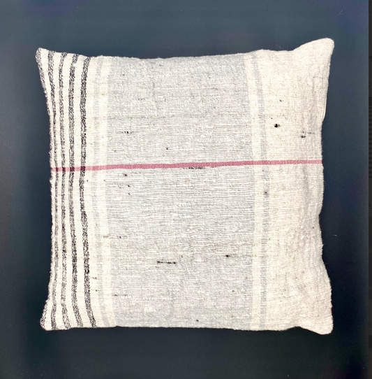 20" Cotton Slub Pillow with Stripes