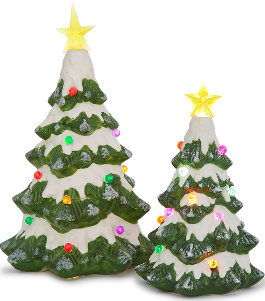 Set of 2 Vintage Christmas Tree w/ Star