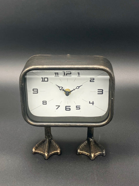 Metal Clock with Duck Feet 7.5" H