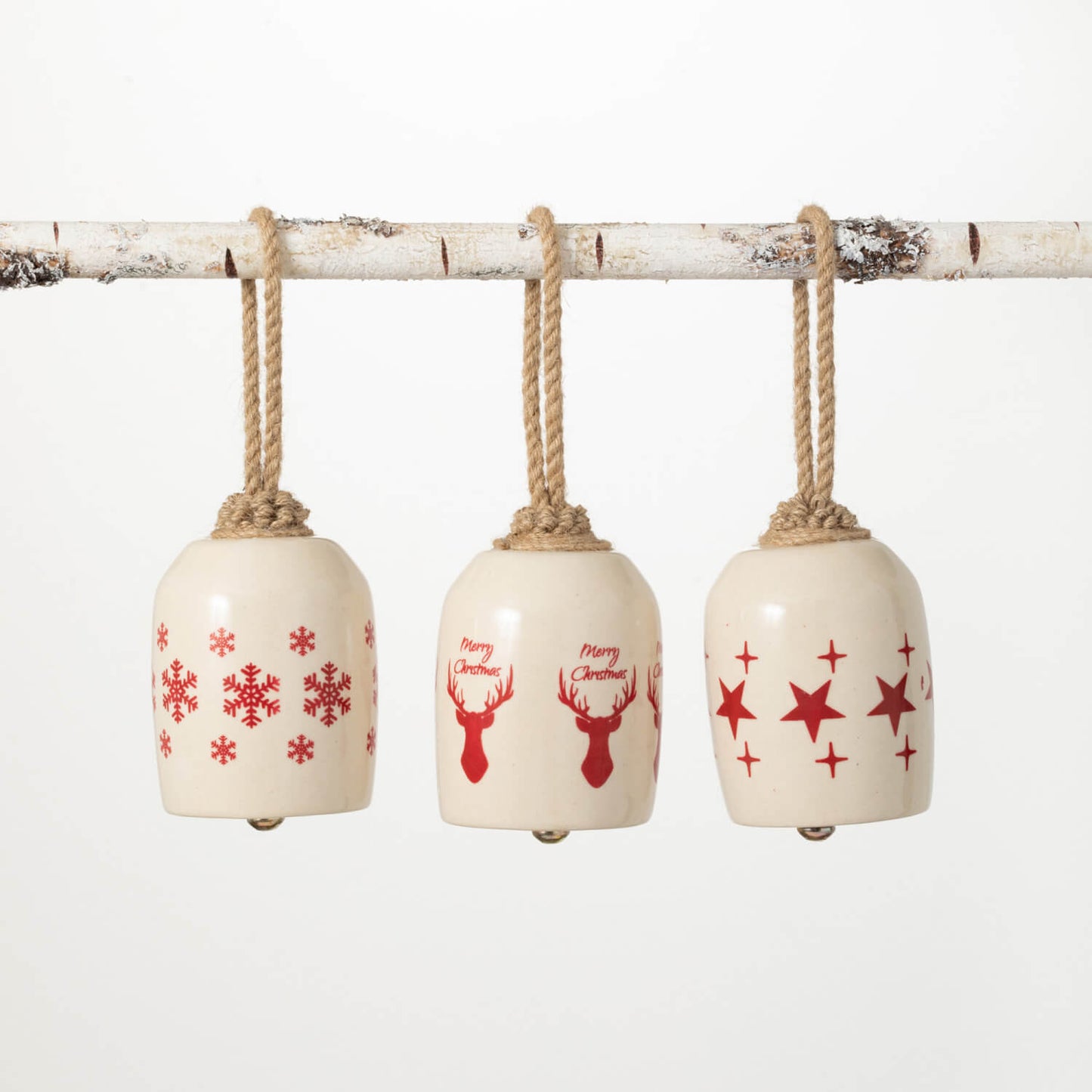 Ceramic Bell Ornaments - Set of 3