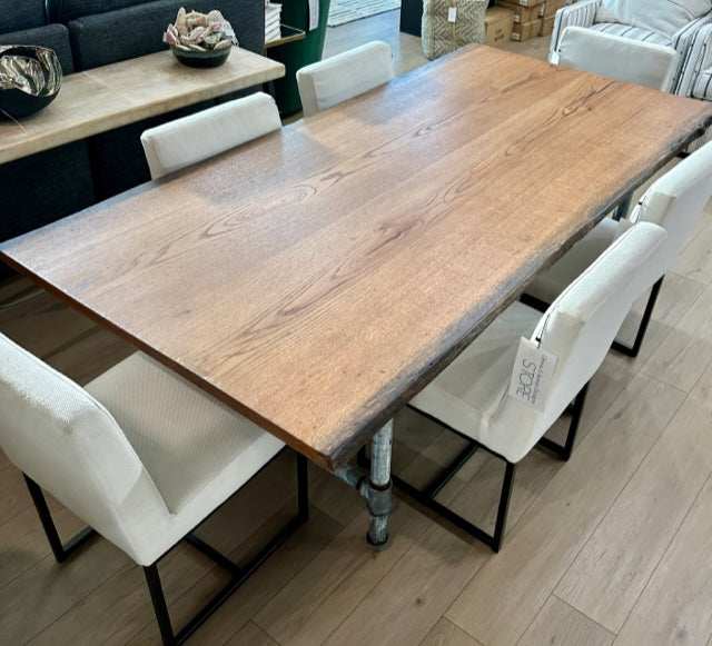 Red Oak Dining Table with Galvanized Pipe Plumbing