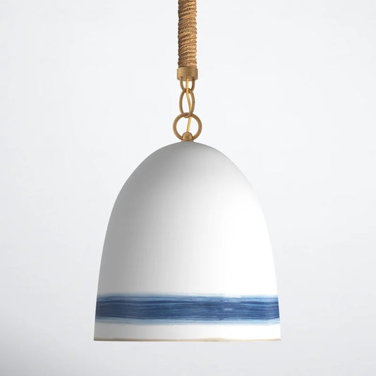 Bell White and Indigo Ceramic Pendant