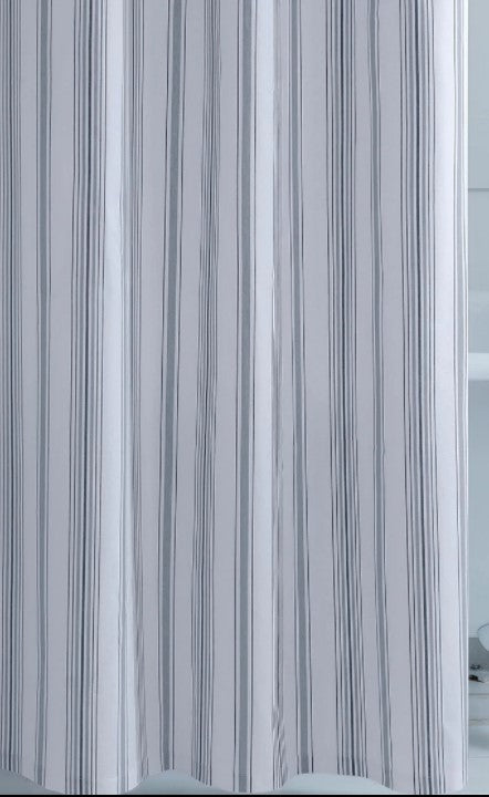 White and Gray Stripe Shower Curtain