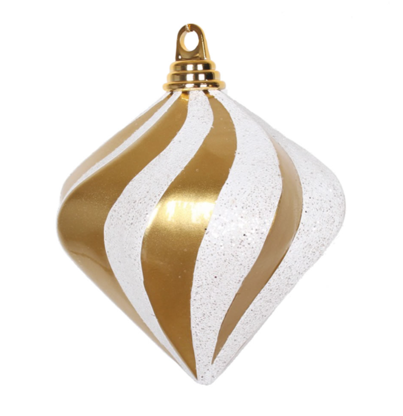 6" GOLD AND WHITE ORNAMENT