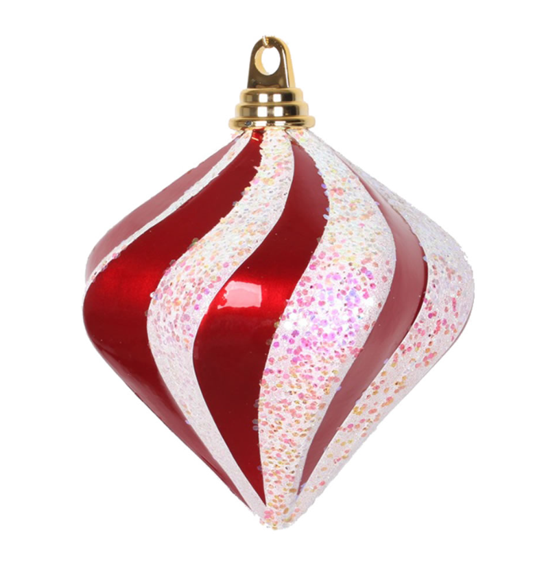 6"RED AND WHITE ORNAMENT