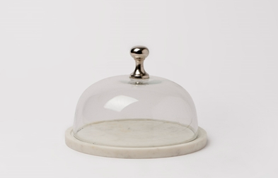 Small Marble + Glass Food Dome 9"