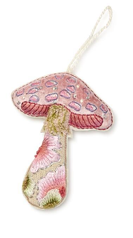 Embroidered Mushroom Ornament